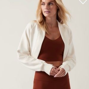 Athleta Retroplush Crop Wrap Shrug Magnolia White Medium